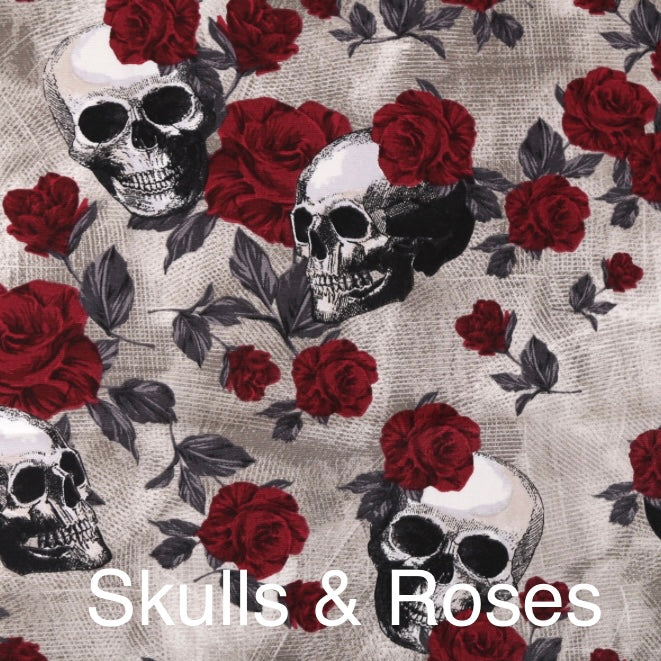 Swatch-“Skulls & Roses” Cotton Canvas