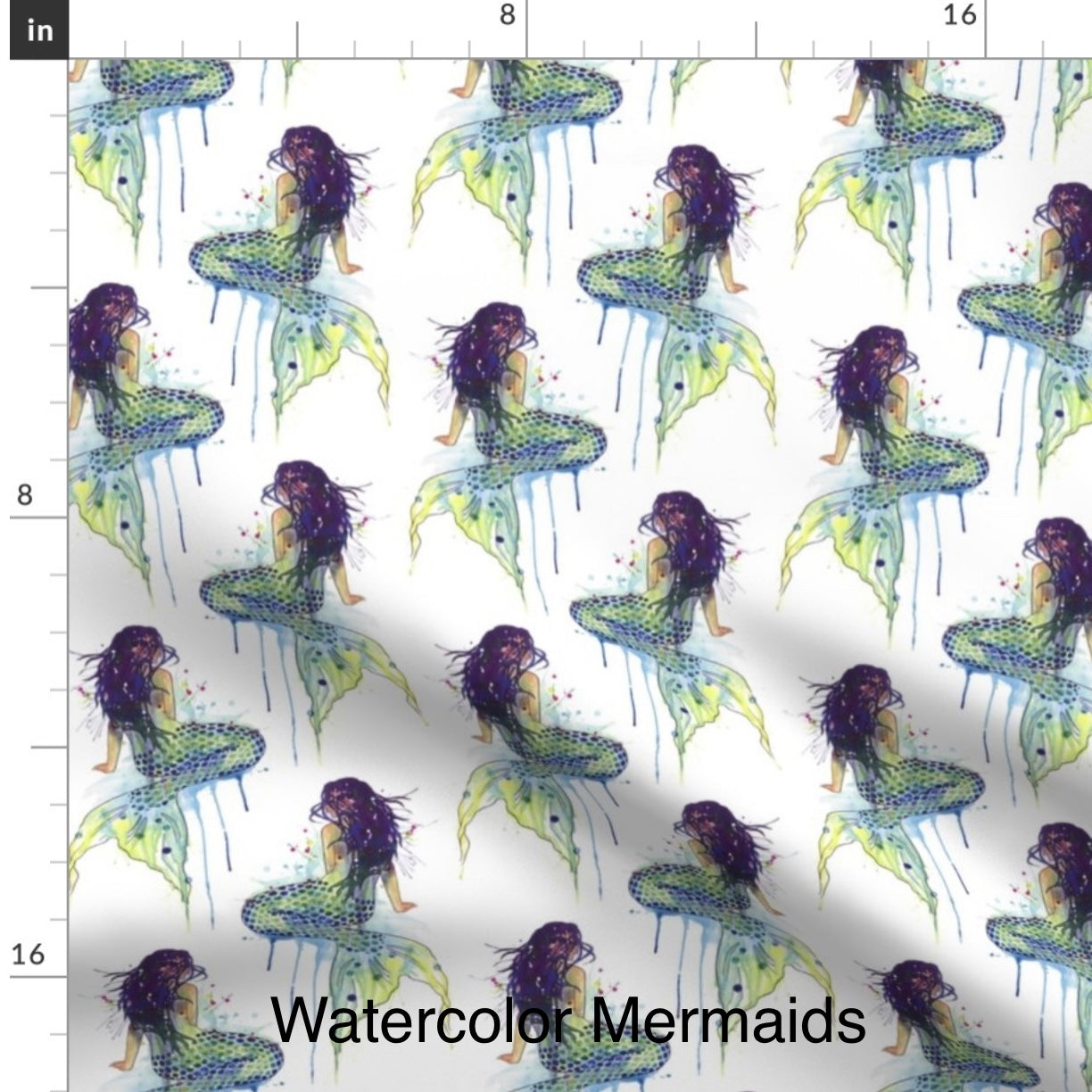 Swatch-“Watercolor Mermaids” Linen Blend