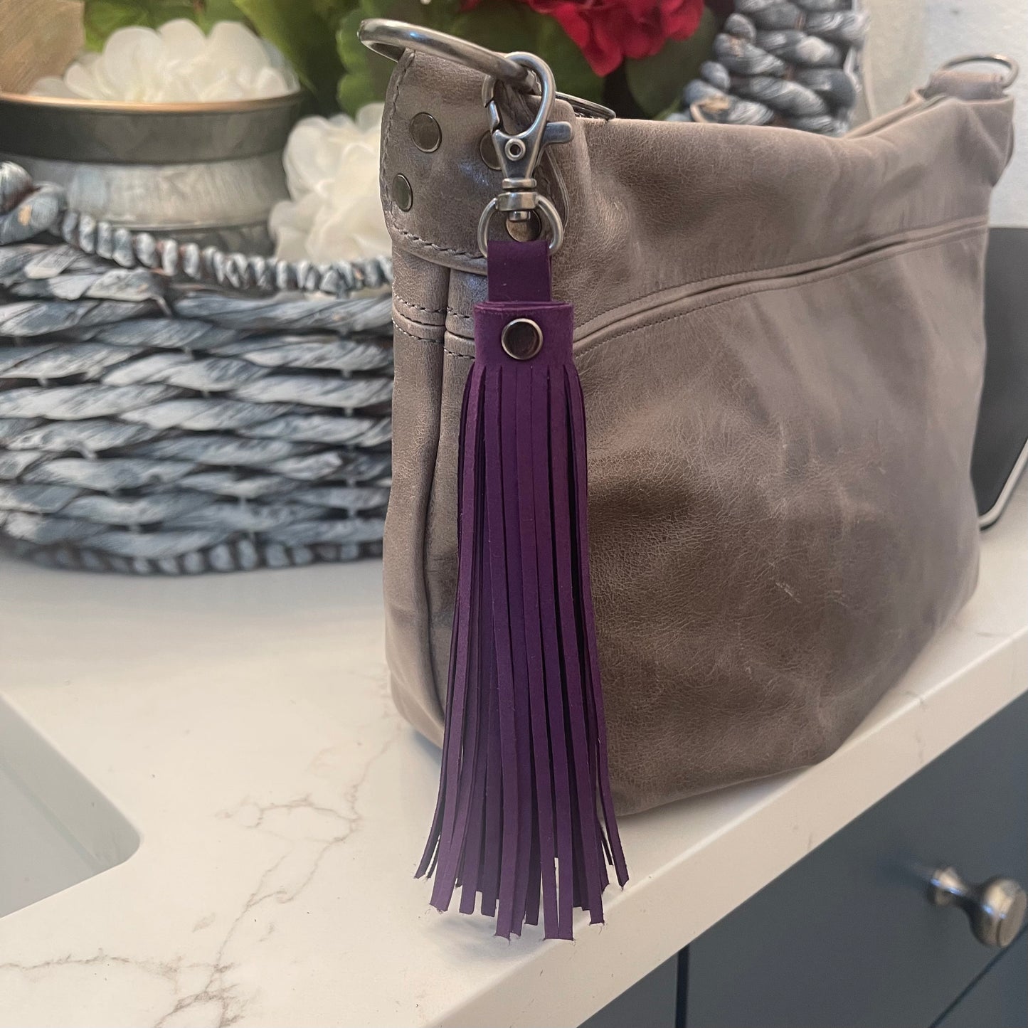 Short OG Tassel Purple Lamb Suede